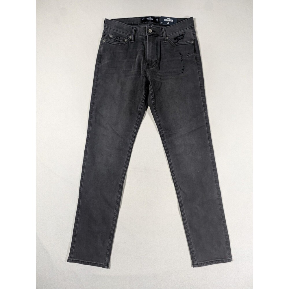 NWT Hollister California Men's Skinny Jeans Size 30x32 Black Denim Distressed